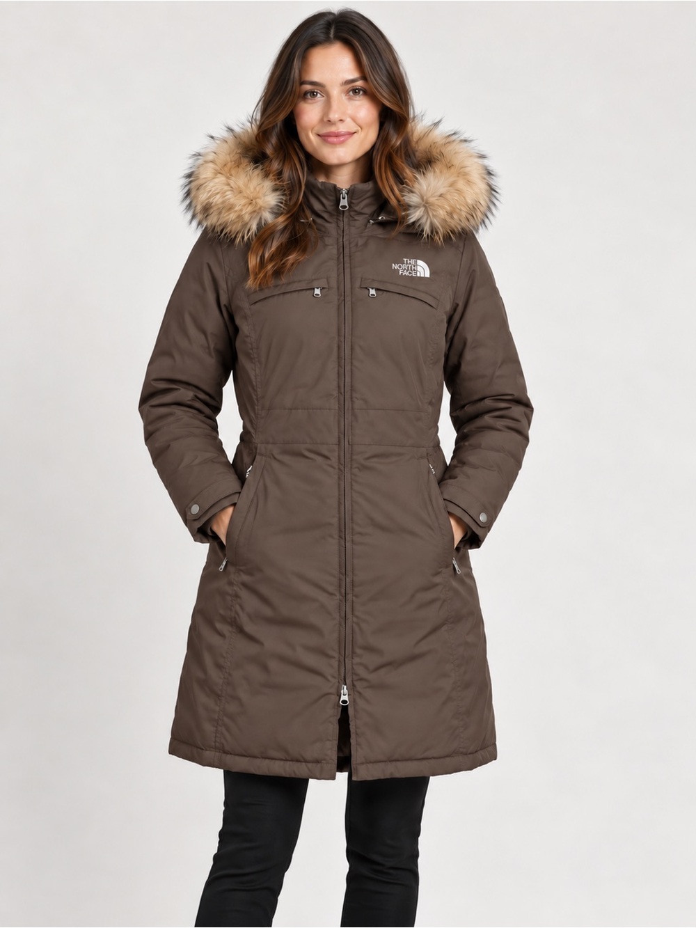 81. NORTH FACE HYVENT COAT WITH CUSTOM FOX FUR TRIM